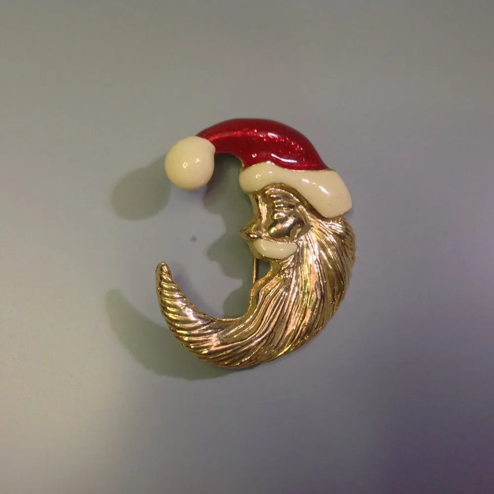 Christmas Brooch Santa Claus in the Crescent Moon Accessories Associates, Inc.